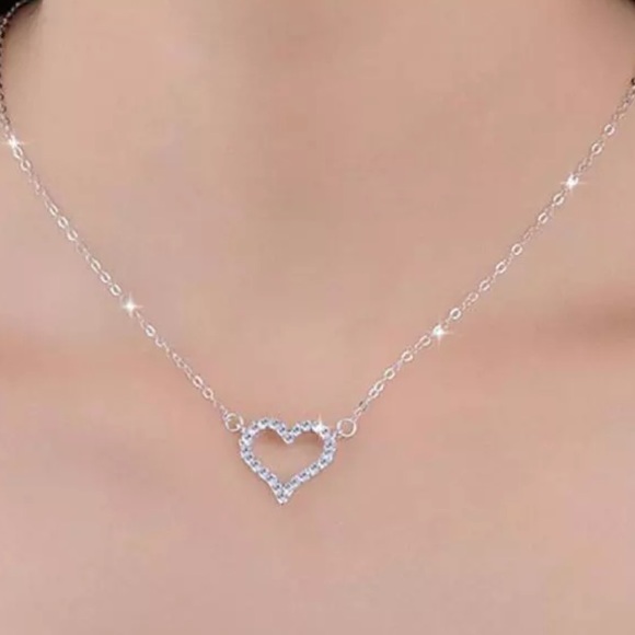 NEW 💎 925 Silver CZ Heart pendant Necklace - Picture 8 of 8